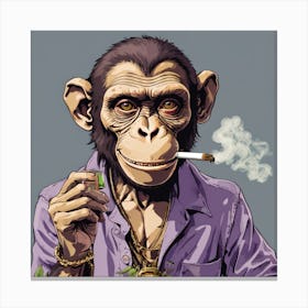 Chimpanzee Smoking A Cigarette Canvas Print
