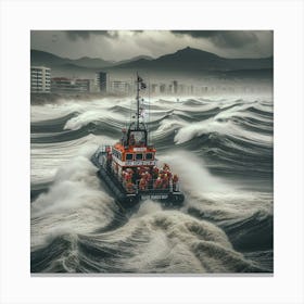 Boat In A Storm Canvas Print