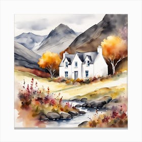 A Scottish cottage painting Canvas Print