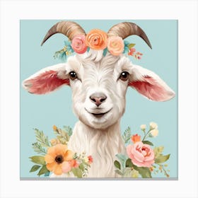 Floral Baby Goat Nursery Illustration (32) Canvas Print