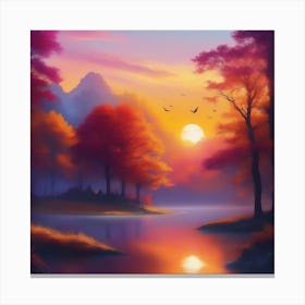 Sunset By The Lake 6 Canvas Print