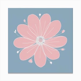 A White And Pink Flower In Minimalist Style Square Composition 307 Canvas Print