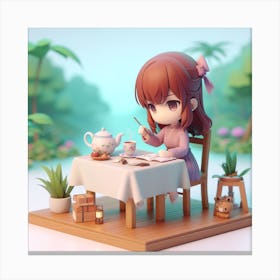 Chibichan morning tea Canvas Print