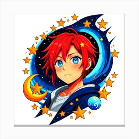 Anime Girl With Red Hair Canvas Print