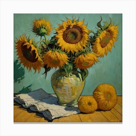 Sunflowers In A Vase 11 Canvas Print