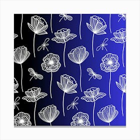 Pattern Floral Leaves Botanical White Flowers Canvas Print