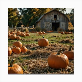 Pumpkins On A Farm Canvas Print