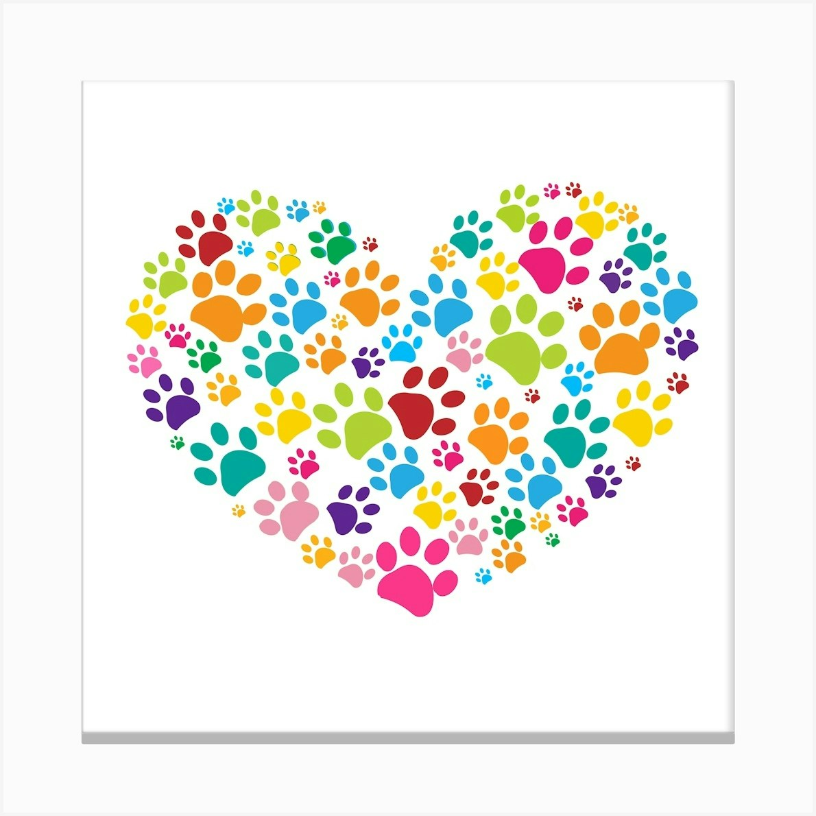 Dog Paw Print Made Of Colorful Heart Vector Illustration Kopyası Canvas Print by Gulsen Gunel