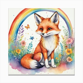 Default Rainbow Fox Nursery Art 1 Canvas Print