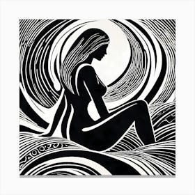 A Linocut inspired woman art, 130 Canvas Print