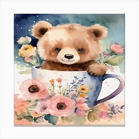 Teddy Bear In A Cup Canvas Print