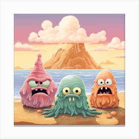 Monsters On The Beach Canvas Print