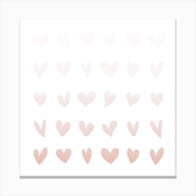 Pink Ombre Hearts Square Canvas Print