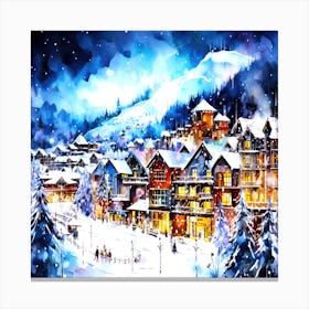Whistler Winter Time - Winter Village At Night Canvas Print