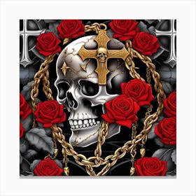 Skull And Roses 9 Canvas Print