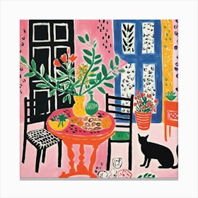 Cat In The Dining Room 5 Canvas Print