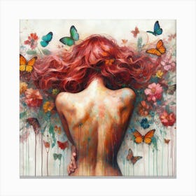 Watercolor Butterfly Woman Body #6 Canvas Print