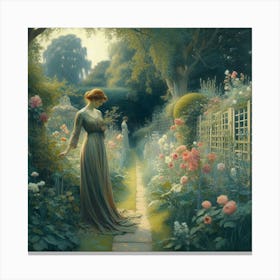 Lady In A Garden 2 Canvas Print