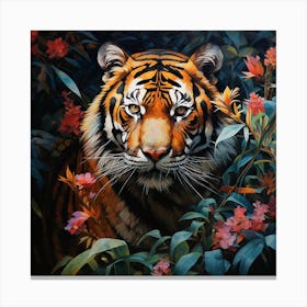 Tiger In The Dark Jungle Canvas Print