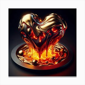 A Hearth Of Melting Liquid With A Metallic Sheen, Gold And Red Colors, Reflective Studio Light Canvas Print