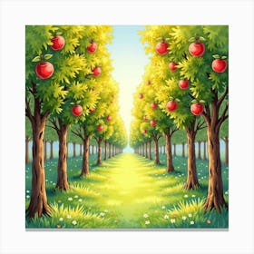 Watercolor The Golden Apples Of The Hesperides In A Lush Grove 1 Canvas Print