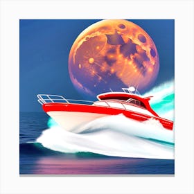 Speed Boat On The Moon Canvas Print