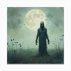 Horror Figure In A Surreal Watercolor Haunted Field 1 Canvas Print