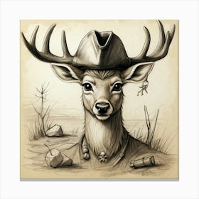 Deer In A Hat 13 Canvas Print