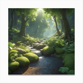 Stream In The Forest Canvas Print