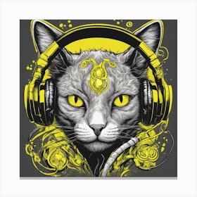 Cosmic Cat With Headphones Canvas Print