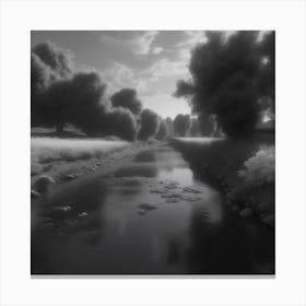 River In Black And White Canvas Print