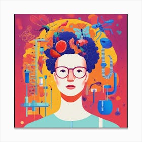 Woman With Insects On Her Head Canvas Print