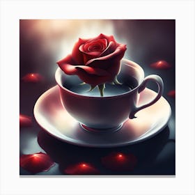 Red Rose In A Cup Canvas Print