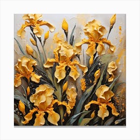 Pattern with Yellow Irises flowers 1 Canvas Print