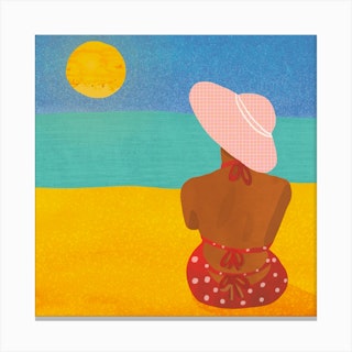 Sunbathing Square Canvas Print