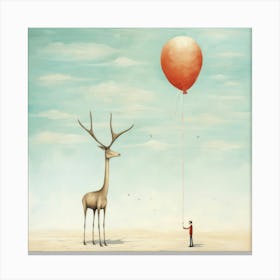 Balloon And A Deer Canvas Print