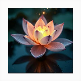 An Abstract Lotus With Petals Of Glowing, Fractal Light Floating In A Mystical Garden Canvas Print