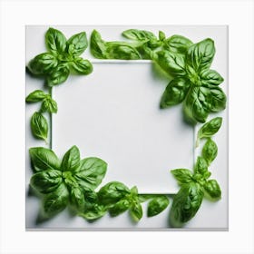 Frame Of Basil Leaves 1 Canvas Print