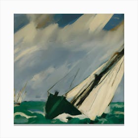 Sailboats In Rough Seas Canvas Print