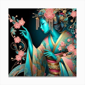 Japan Traditional Geisha Illustration By Ad 135 Canvas Print