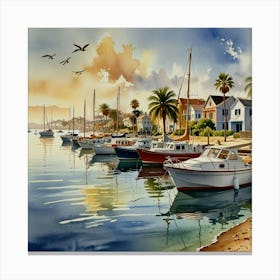 Boats In The Harbor Canvas Print