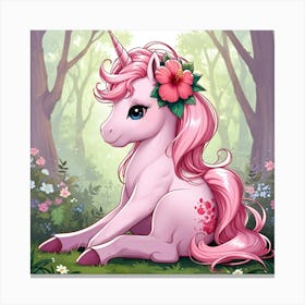 Unicorn In The Forest 15 Canvas Print