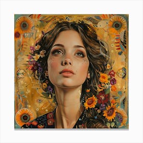 Girl With Flowers 5 Canvas Print