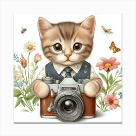 Photographer Cute Cat Canvas Print