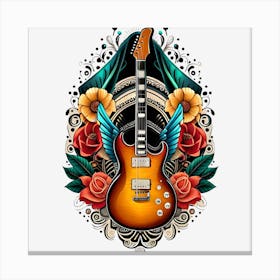 Electric Guitar With Roses 18 Canvas Print
