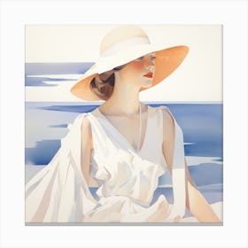 Woman In White Hat 1 Canvas Print