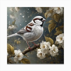 Sparrow In Spring Canvas Print