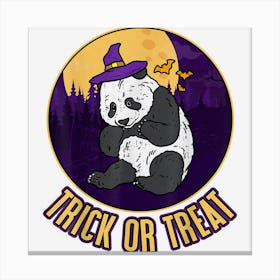 Shy Panda In A Witch Hat Trick Or Treat Halloween For Kids Canvas Print