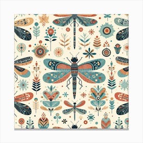 Scandinavian style,Pattern with colorful Dragonfly 3 Canvas Print