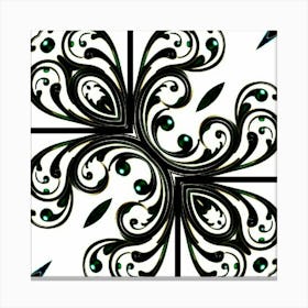 Black And Green Floral Pattern 2 Lienzo